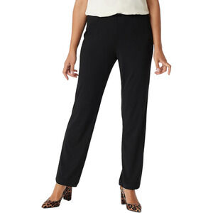 Susan Graver Women's Liquid Knit Straight Leg Pants Black - Petite